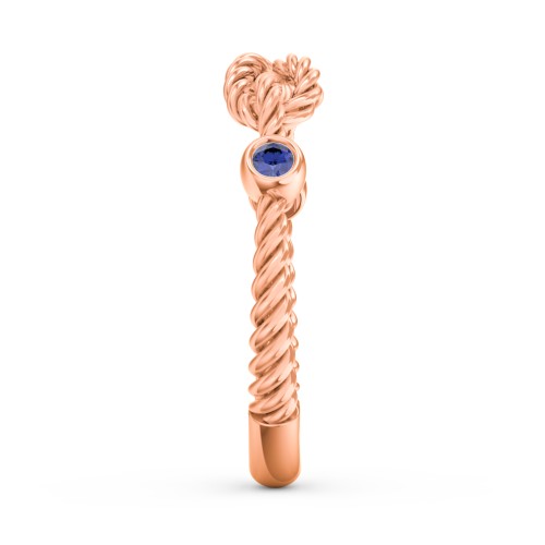 Rope Infinity Ring with Gemstones – 10K Rose Gold with Blue Sapphire