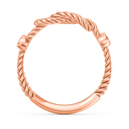 Rope Infinity Ring with Gemstones – 10K Rose Gold with Blue Sapphire