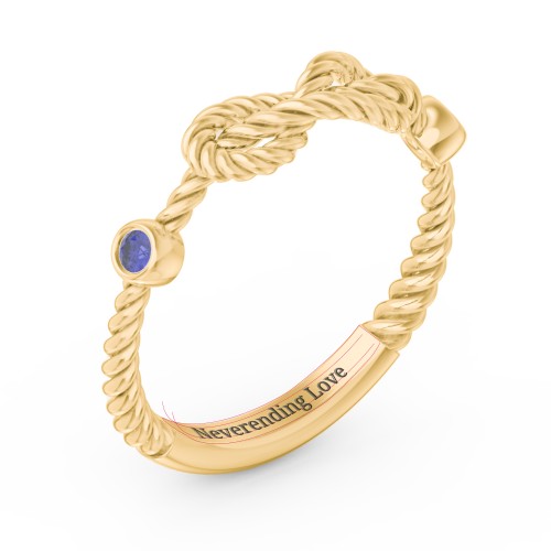 Rope Infinity Ring with Gemstones – 10K Yellow Gold with Blue Sapphire