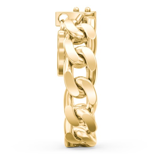 Engravable Curb Chain Lock Ring – 10K Yellow Gold