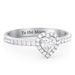 Halo Heart Ring with Accented Band