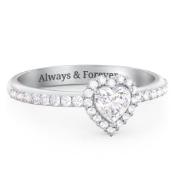 Halo Heart Ring with Accented Band