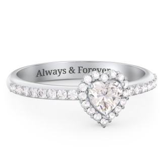 Halo Heart Ring with Accented Band