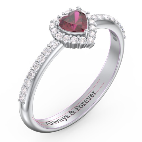 Halo Heart Ring with Accented Band