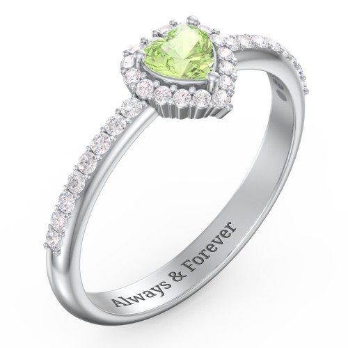 Halo Heart Ring with Accented Band