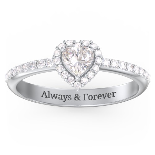 Halo Heart Ring with Accented Band