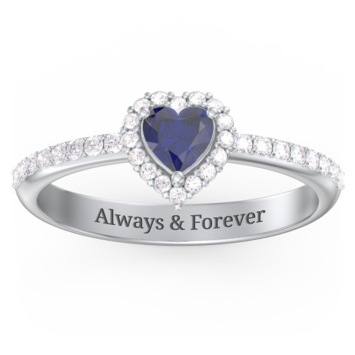 Halo Heart Ring with Accented Band