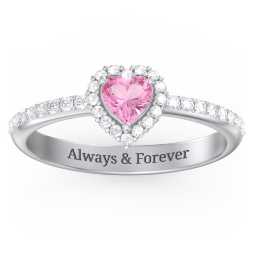 Halo Heart Ring with Accented Band