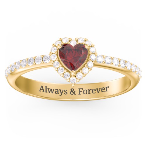 Halo Heart Ring with Accented Band