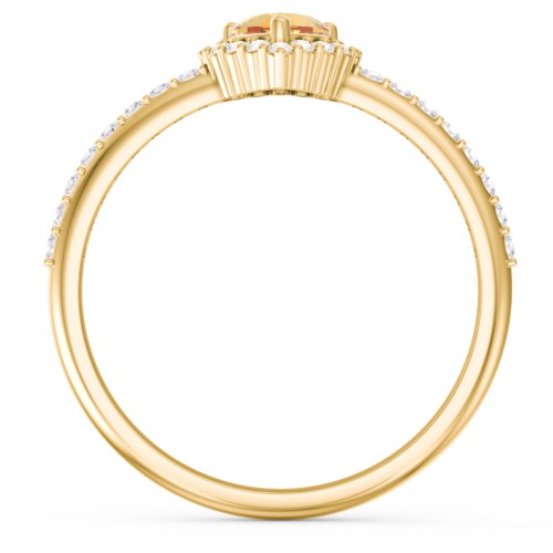 Halo Heart Ring with Accented Band – 18K Gold Plated Silver with Citrine and White Premium Zirconia