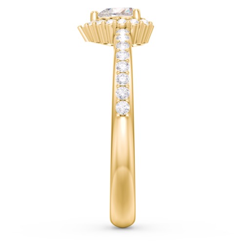 Halo Heart Ring with Accented Band – 10K Yellow Gold with Cubic Zirconia and White Premium Zirconia