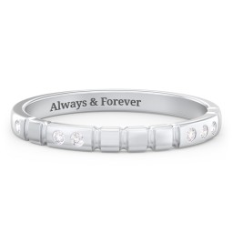 "Love" Morse Code Ring with Accents in 925 Sterling Silver with White Premium Zirconia