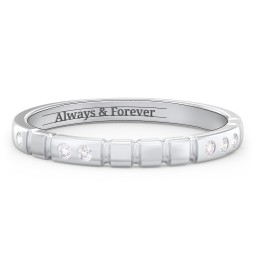 "Love" Morse Code Ring with Accents in 925 Sterling Silver with White Premium Zirconia