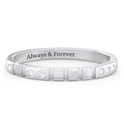 "Love" Morse Code Ring with Accents – Sterling Silver with White Premium Zirconia
