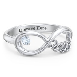 2020 Infinity Ring with Birthstone in 925 Sterling Silver with Aquamarine