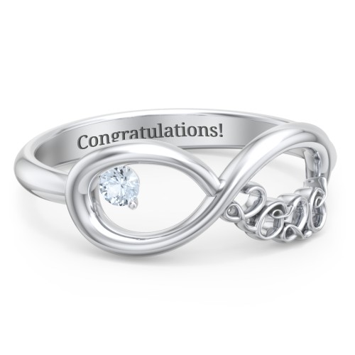 2020 Infinity Ring with Birthstone – Sterling Silver with Aquamarine