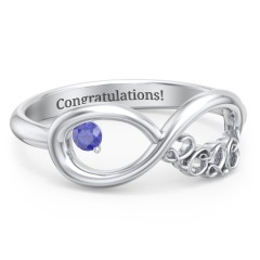 2020 Infinity Ring with Birthstone – 10K Rose Gold with Blue Sapphire