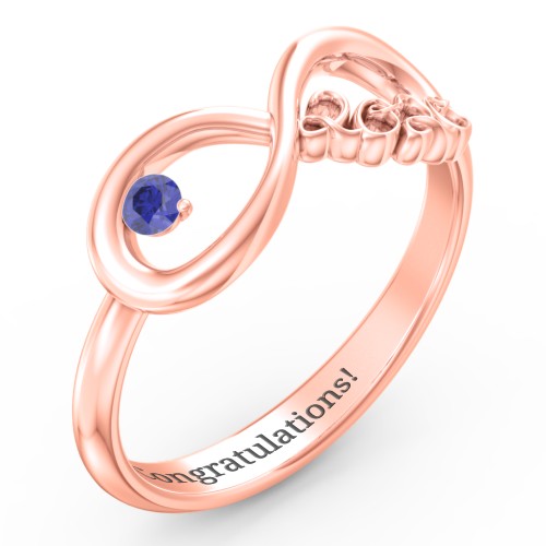 2020 Infinity Ring with Birthstone – 10K Rose Gold with Blue Sapphire