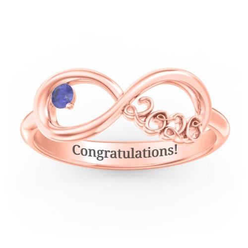 2020 Infinity Ring with Birthstone – 10K Rose Gold with Blue Sapphire