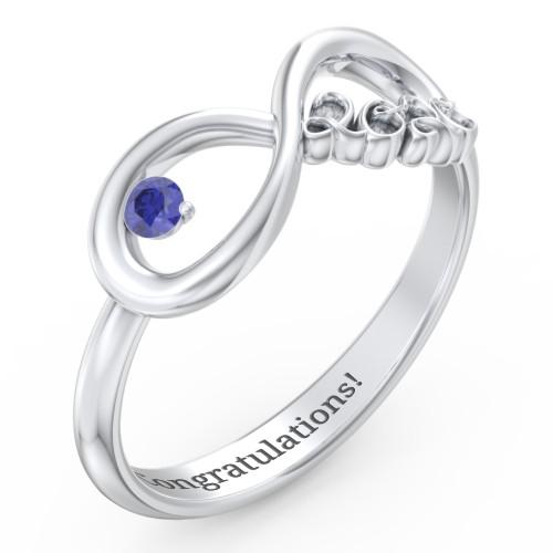 2020 Infinity Ring with Birthstone – Sterling Silver with Blue Sapphire
