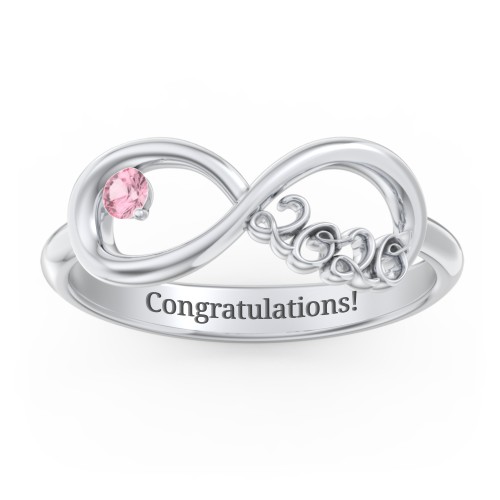 2020 Infinity Ring with Birthstone – Sterling Silver with Pink Tourmaline