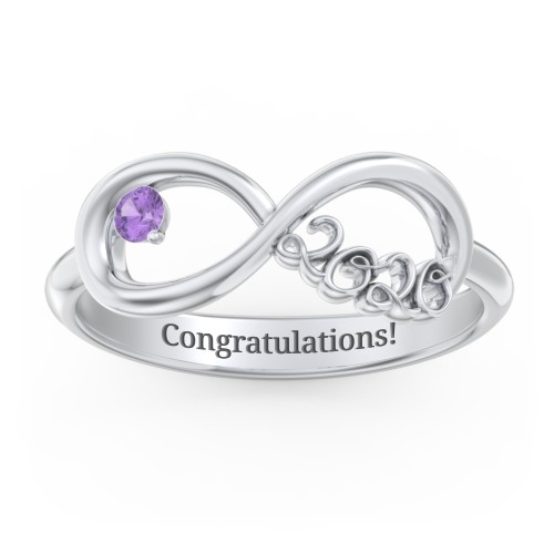 2020 Infinity Ring with Birthstone – Sterling Silver with Amethyst