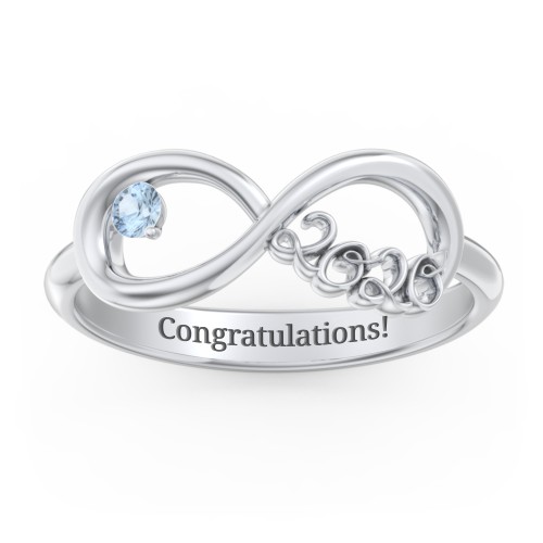 2020 Infinity Ring with Birthstone – Sterling Silver with Blue Topaz