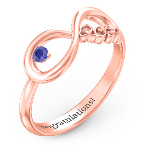 2021 Infinity Ring with Birthstone – 10K Rose Gold with Blue Sapphire