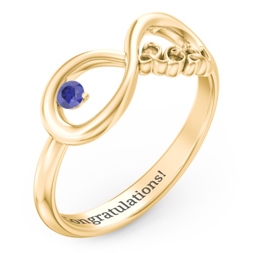2021 Infinity Ring with Birthstone – 10K Yellow Gold with Blue Sapphire