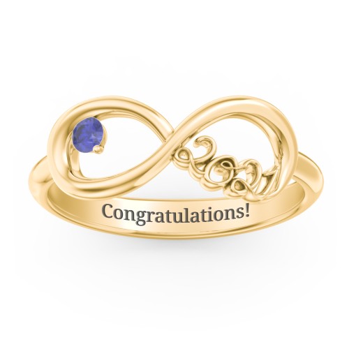 2021 Infinity Ring with Birthstone – 10K Yellow Gold with Blue Sapphire