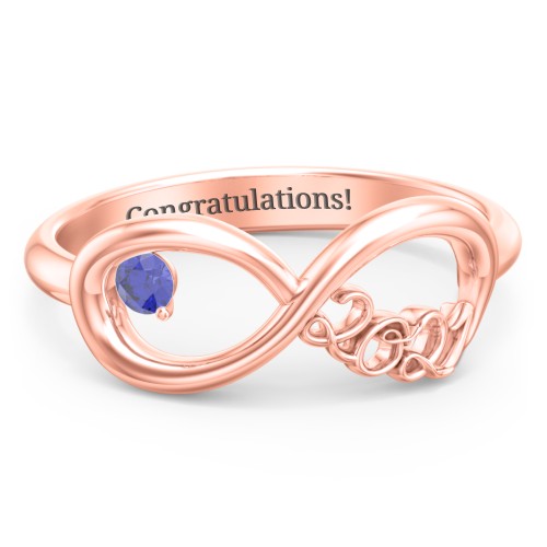 2021 Infinity Ring with Birthstone – 10K Rose Gold with Blue Sapphire