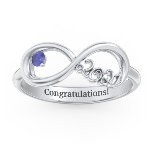 2021 Infinity Ring with Birthstone – Sterling Silver with Blue Sapphire