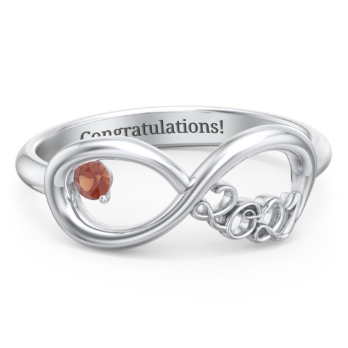 2021 Infinity Ring with Birthstone – Sterling Silver with Garnet