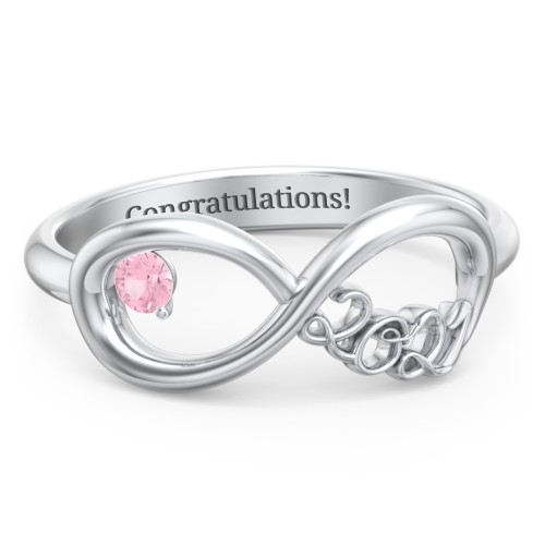 2021 Infinity Ring with Birthstone – Sterling Silver with Pink Tourmaline
