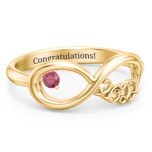 2022 Infinity Ring with Birthstone – 10K Yellow Gold with Ruby