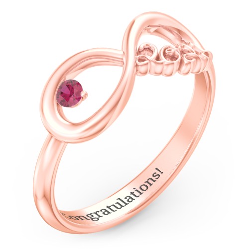 2022 Infinity Ring with Birthstone – 10K Rose Gold with Ruby