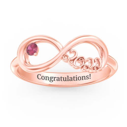2022 Infinity Ring with Birthstone – 10K Rose Gold with Ruby