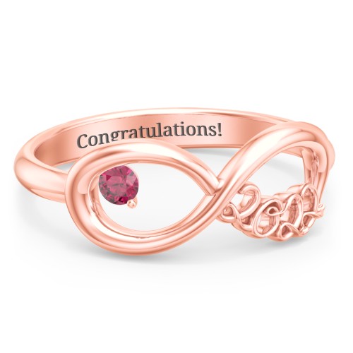 2022 Infinity Ring with Birthstone – 10K Rose Gold with Ruby