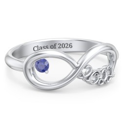2022 Infinity Ring with Birthstone in 925 Sterling Silver with Blue Sapphire