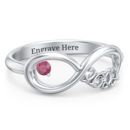 2022 Infinity Ring with Birthstone in 925 Sterling Silver with Ruby