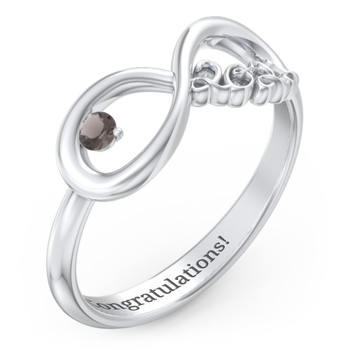2022 Infinity Ring with Birthstone – Sterling Silver with Smokey Quartz