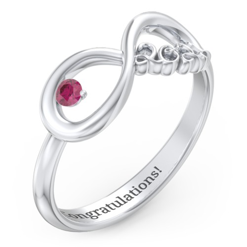 2022 Infinity Ring with Birthstone – Sterling Silver with Ruby
