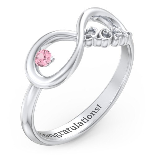 2022 Infinity Ring with Birthstone – Sterling Silver with Pink Tourmaline