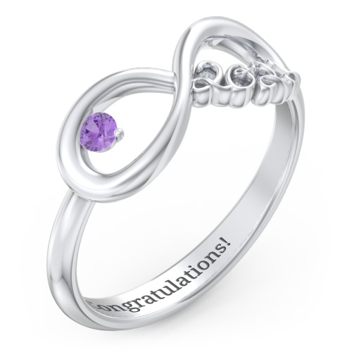 2022 Infinity Ring with Birthstone – Sterling Silver with Amethyst