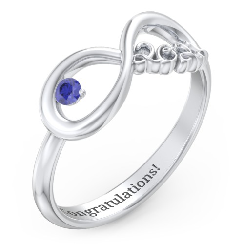 2022 Infinity Ring with Birthstone – Sterling Silver with Blue Sapphire