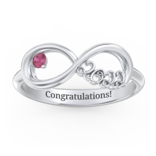 2022 Infinity Ring with Birthstone – Sterling Silver with Ruby