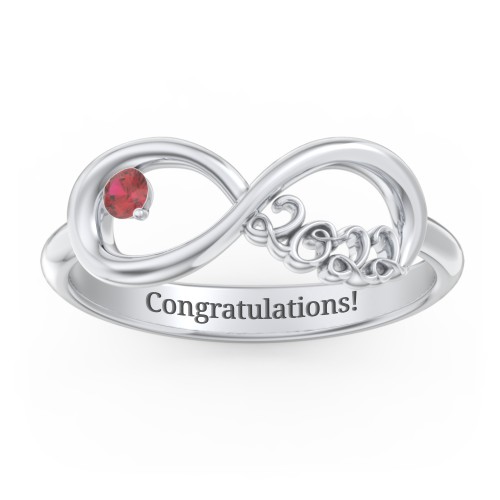 2022 Infinity Ring with Birthstone – Sterling Silver with Garnet