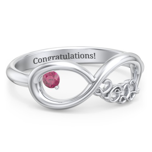 2022 Infinity Ring with Birthstone – Sterling Silver with Ruby