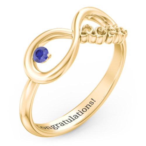 2023 Infinity Ring with Birthstone – 10K Yellow Gold with Blue Sapphire