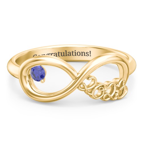 2023 Infinity Ring with Birthstone – 10K Yellow Gold with Blue Sapphire